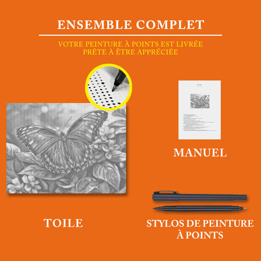 Papillon bleu - Peinture à Points