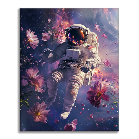 Promenade dans l'espace dans un cosmos onirique - Peinture par numéros