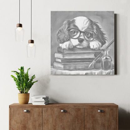 Charme de chiot studieux - Peinture à points