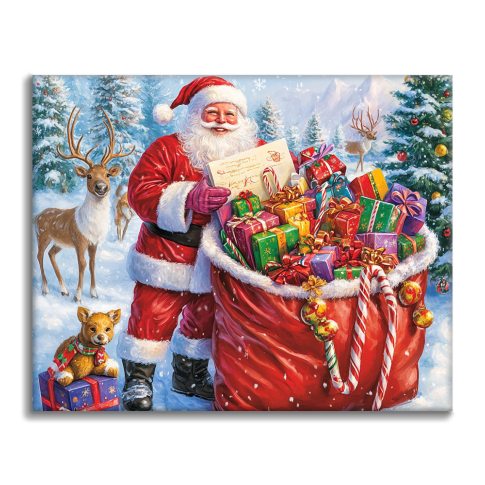 Sac cadeau du Père Noël – Peinture par numéros