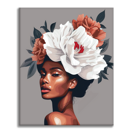 Femme aux cheveux fleuris - Peinture par numéros