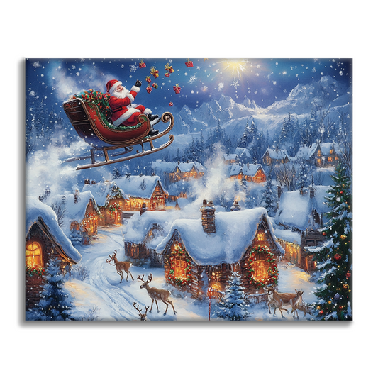 Vol d'hiver du Père Noël - Peinture par numéros