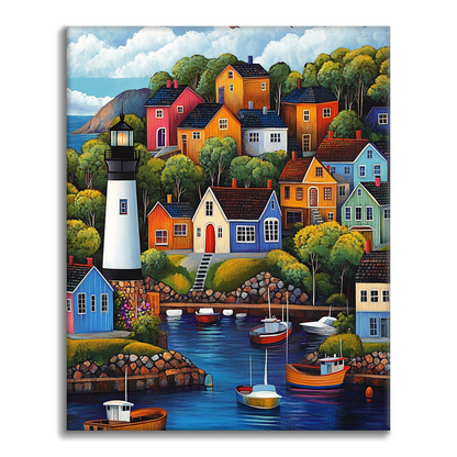 Village coloré – Peinture par numéros