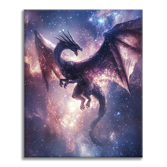 Vol du dragon dans la nuit étoilée – Peinture par numéros