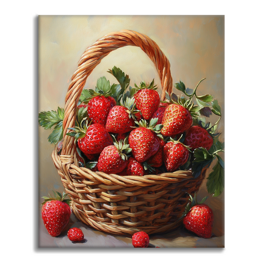 Panier de fraises succulentes – Peinture par numéros