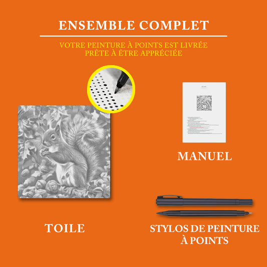 Écureuil dans les feuilles d'automne - Peinture à Points