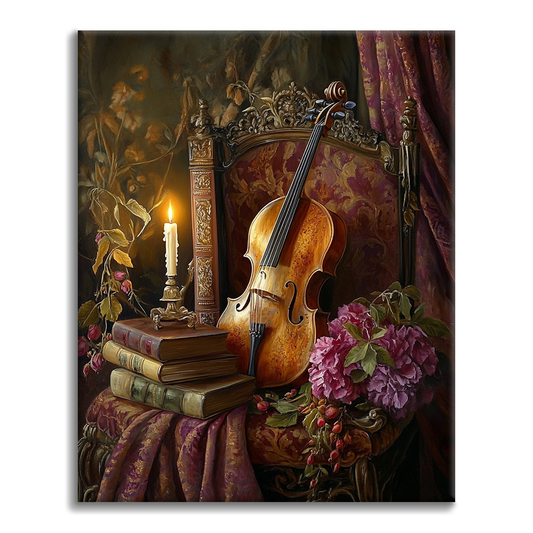 Violon et livre - Peinture par numéros