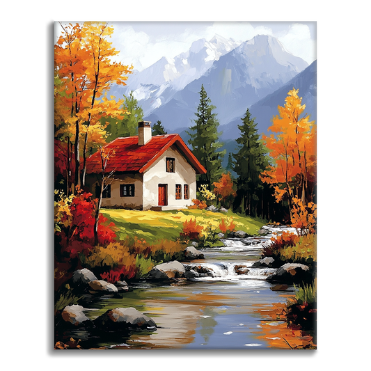 Tranquillité rurale aux teintes d'automne - Peinture par numéros