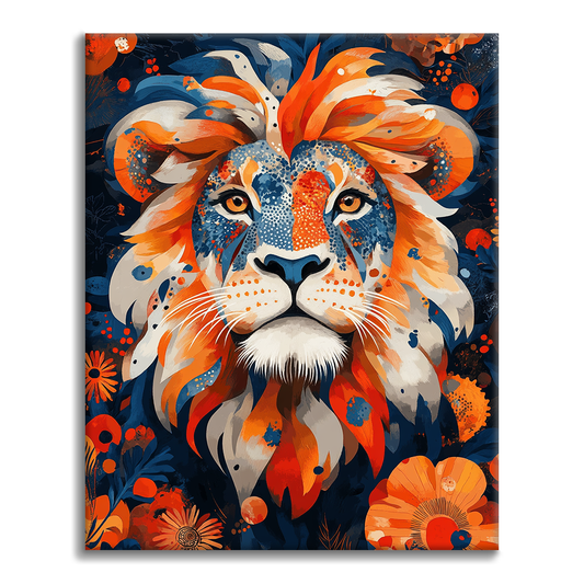 Lion au Cœur Courageux - Peinture par Numéros