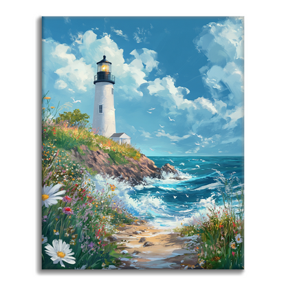 Mer déchaînée avec phare – Peinture par numéros