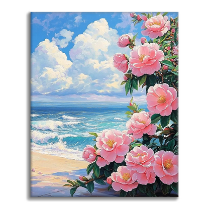 Camélia au bord de la mer – Peinture par numéros