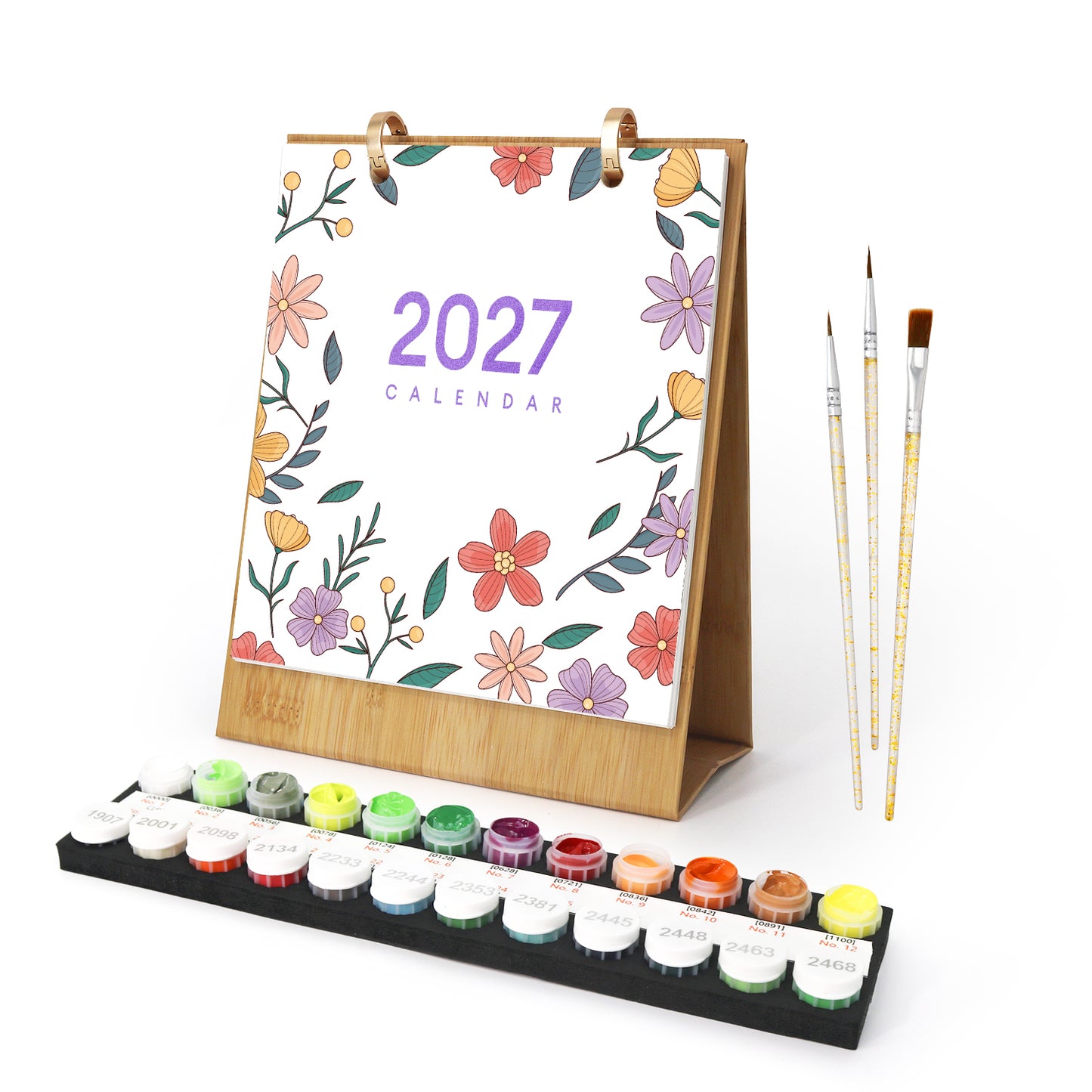 Édition Fleurs – Calendrier de Bureau 2027 à Peindre par Numéros