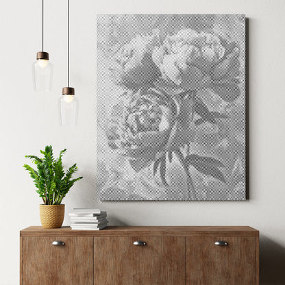 Pivoine rose - Peinture à points