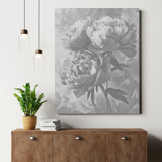 Pivoine rose - Peinture à points