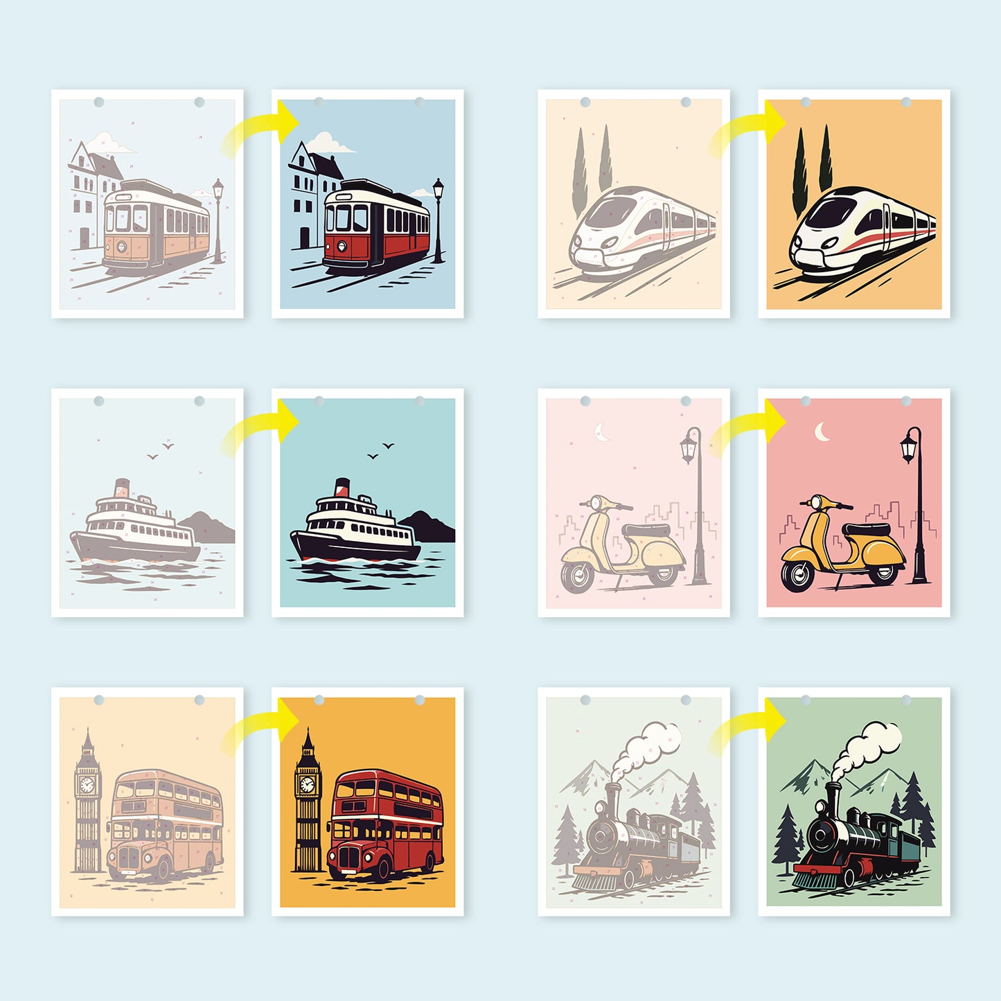 Édition Voyage Vintage – Calendrier de Bureau 2027 à Peindre par Numéros