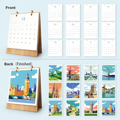 Édition Voyage – Calendrier de Bureau 2027 à Peindre par Numéros