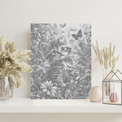 Chaton de jardin - Peinture à points