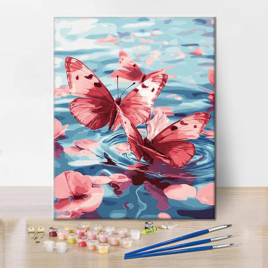Papillon rose – Peinture par numéros