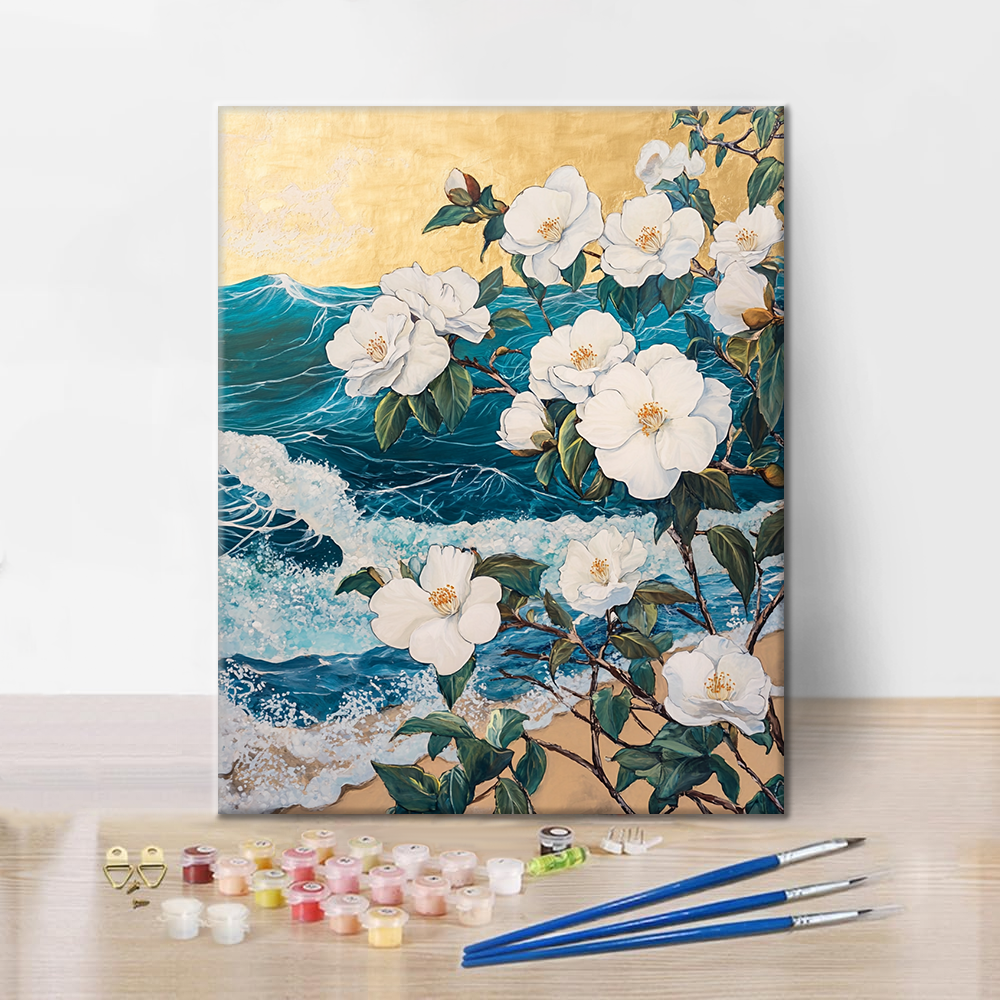 Camélia au bord de la mer – Peinture par numéros