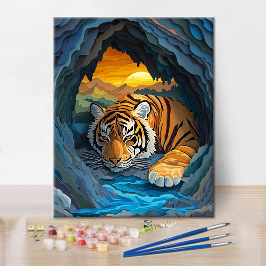 Tigre féroce du ruisseau de montagne - Peindre par numéros