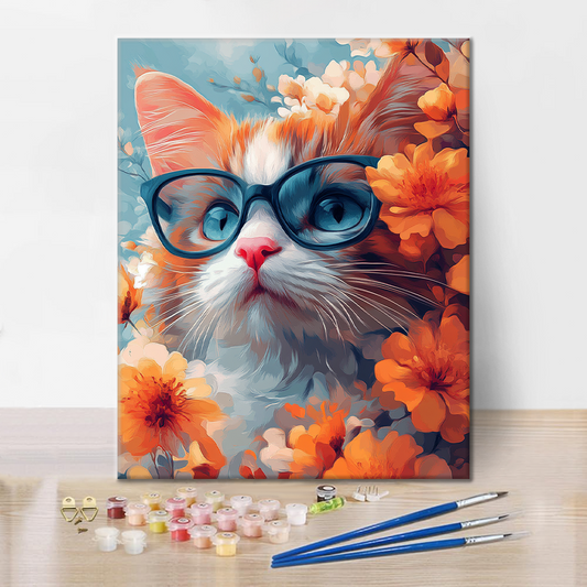 Chat avec des lunettes - Peinture par numéros