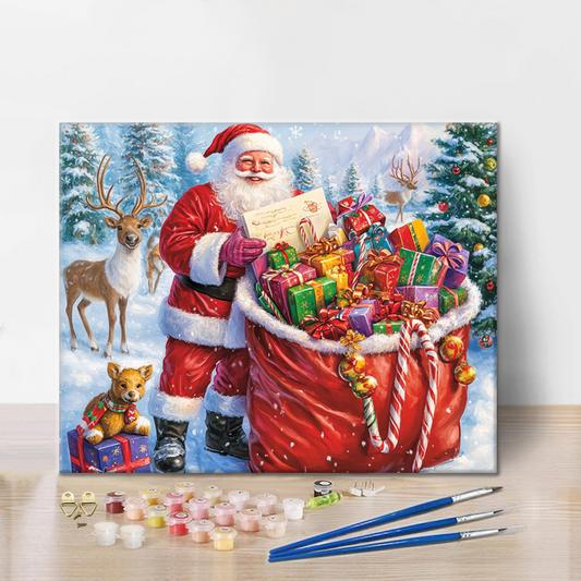 Sac cadeau du Père Noël – Peinture par numéros