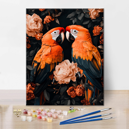 Couple de Perroquets - Peinture par Numéros