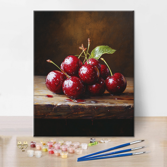 Cerises sur bois – Peinture par numéros