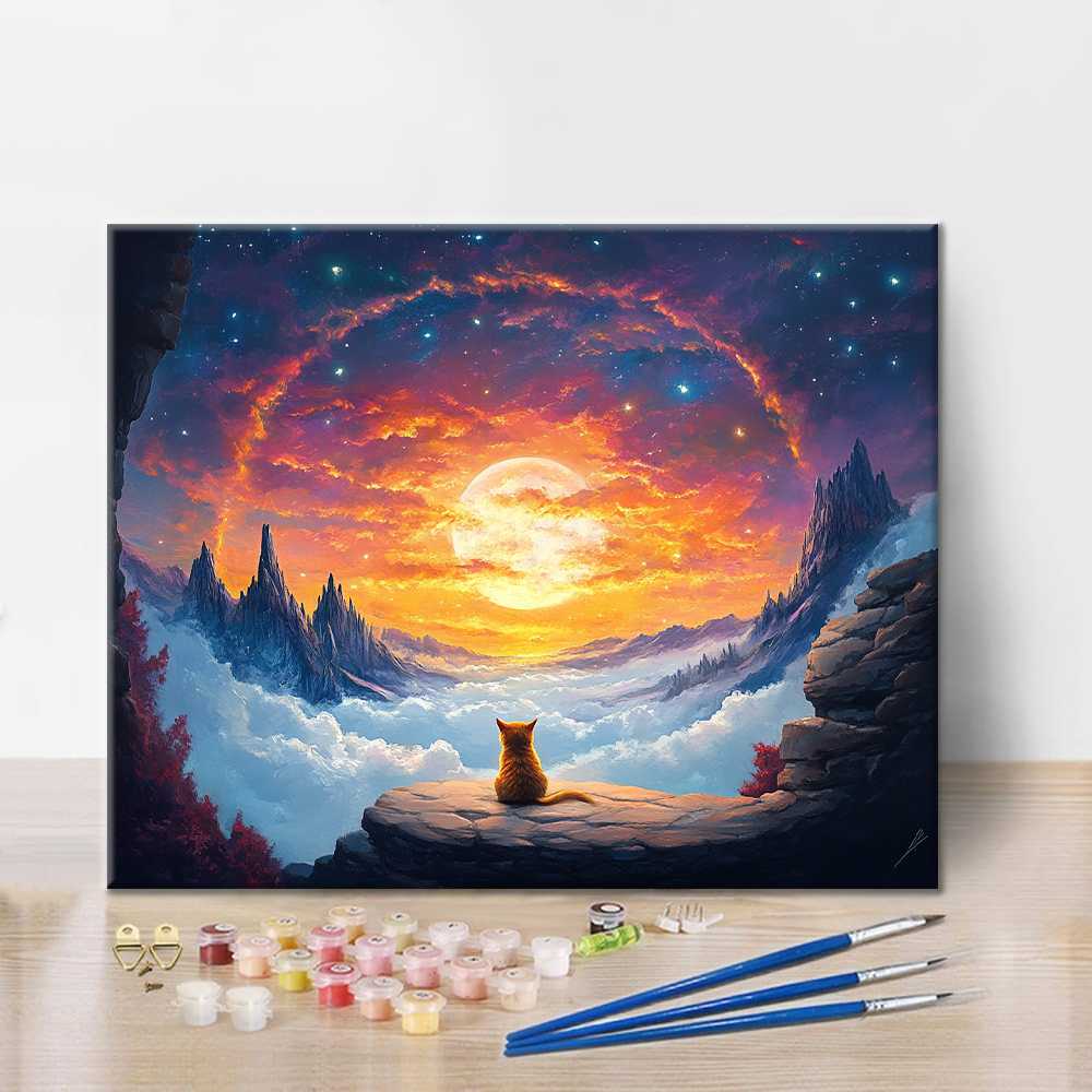 Chats et Étoiles - Peinture par Numéros