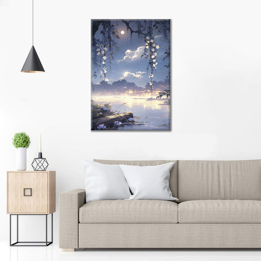 La famille au clair de lune - Peinture par numéros