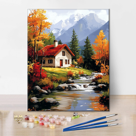 Tranquillité rurale aux teintes d'automne - Peinture par numéros