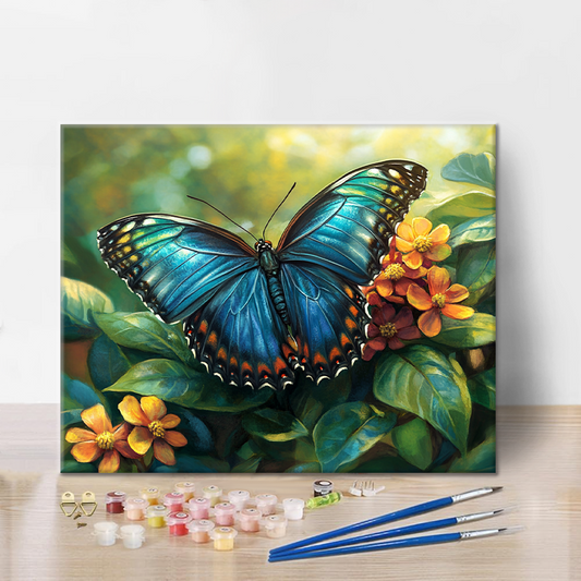Papillon bleu – Peinture par numéros
