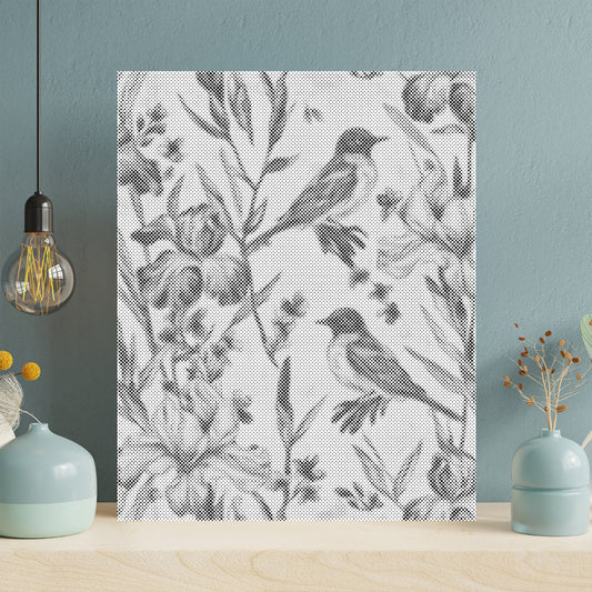 Oiseau bleu et iris - Peinture à points