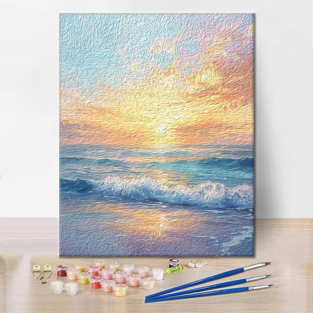 Lever de soleil sur la mer – Peinture par numéros