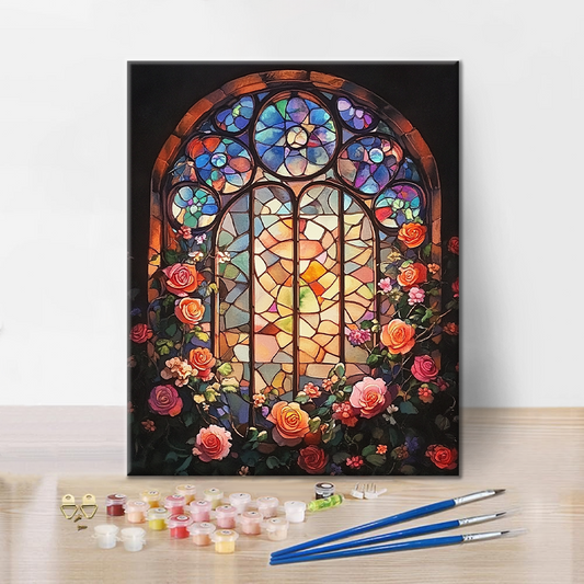 Fenêtre fleurie – Peinture par numéros