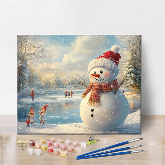 Bonhomme de neige de Noël – Peinture par numéros
