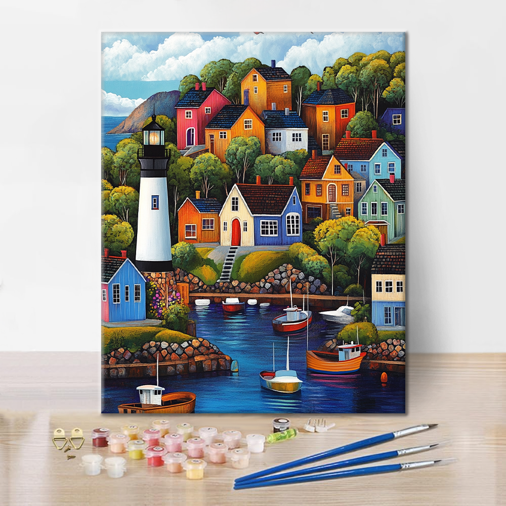 Village coloré – Peinture par numéros