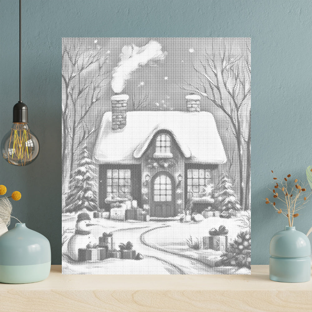 La maison de Noël - Peinture à points