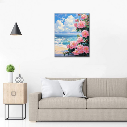 Camélia au bord de la mer – Peinture par numéros