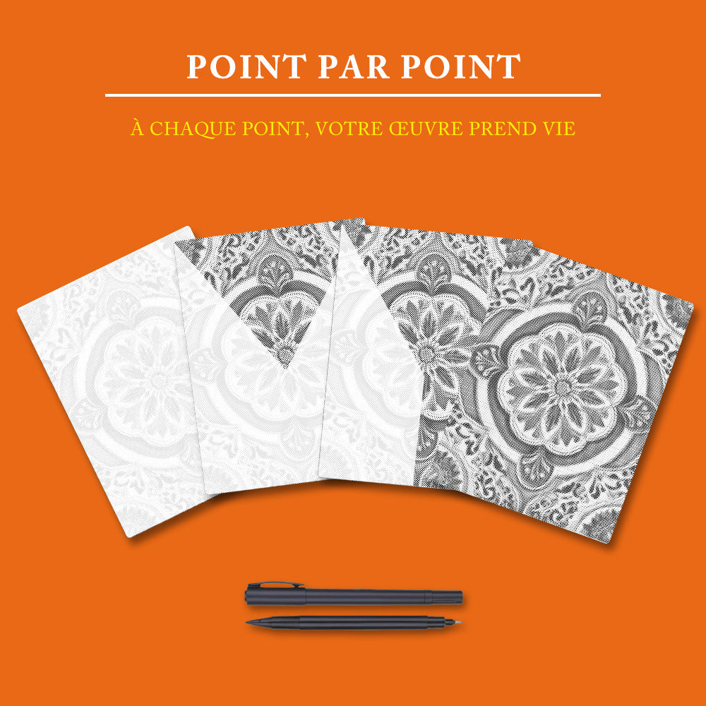 Mandala vert doré - Peinture à Points