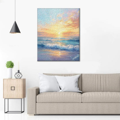 Lever de soleil sur la mer – Peinture par numéros