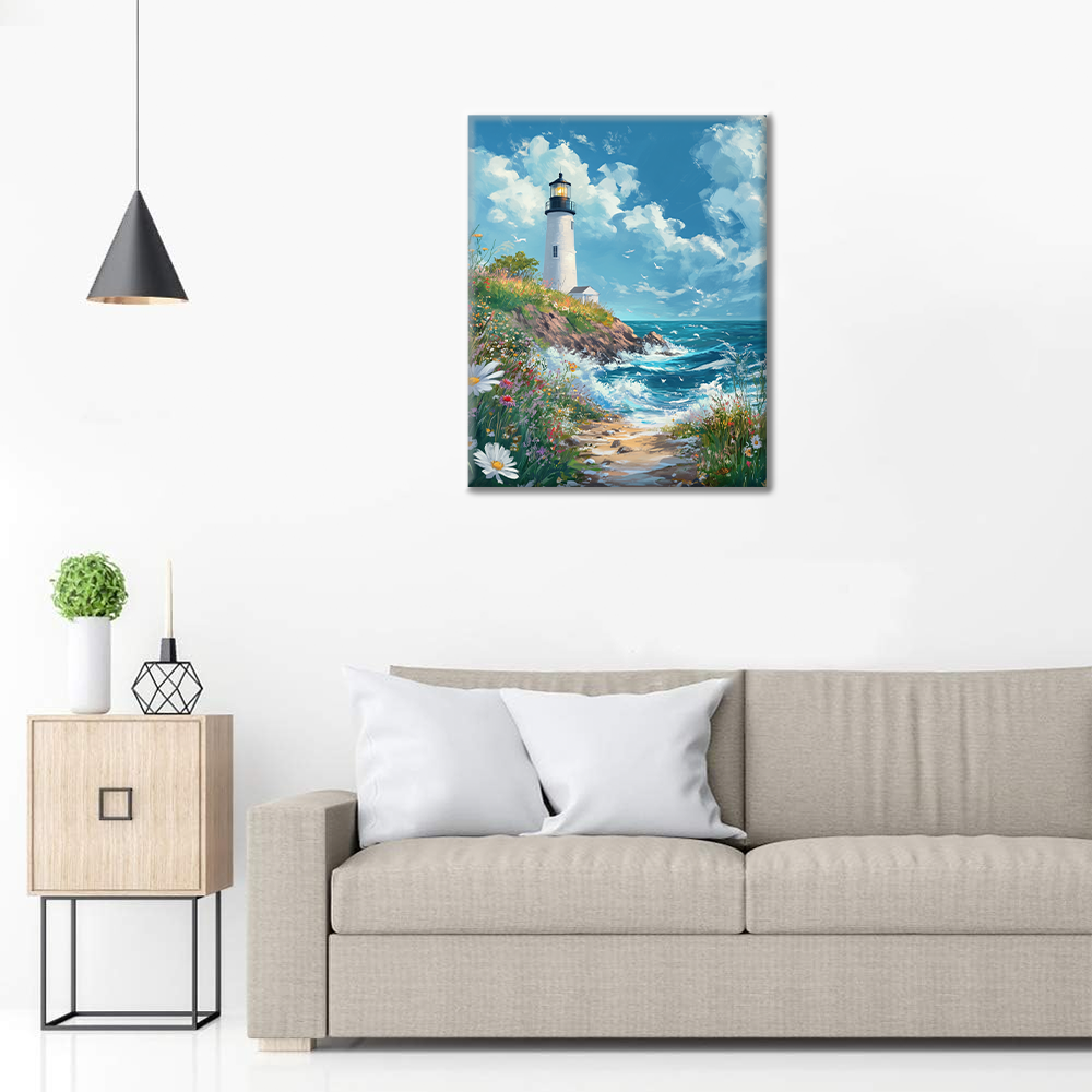 Mer déchaînée avec phare – Peinture par numéros