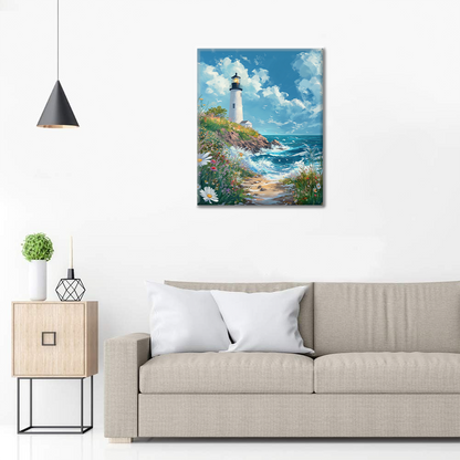 Mer déchaînée avec phare – Peinture par numéros