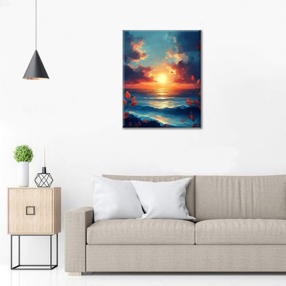 Coucher de soleil sur la mer – Peinture par numéros