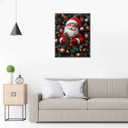 Le Père Noël joyeux au milieu des décorations de fête - Peinture par numéros