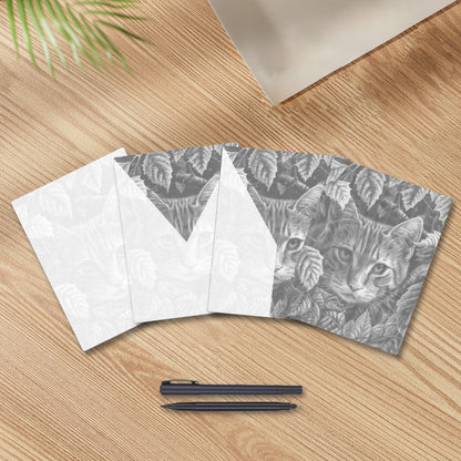 Feuilles et chat - Peinture à points