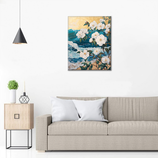 Camélia au bord de la mer – Peinture par numéros