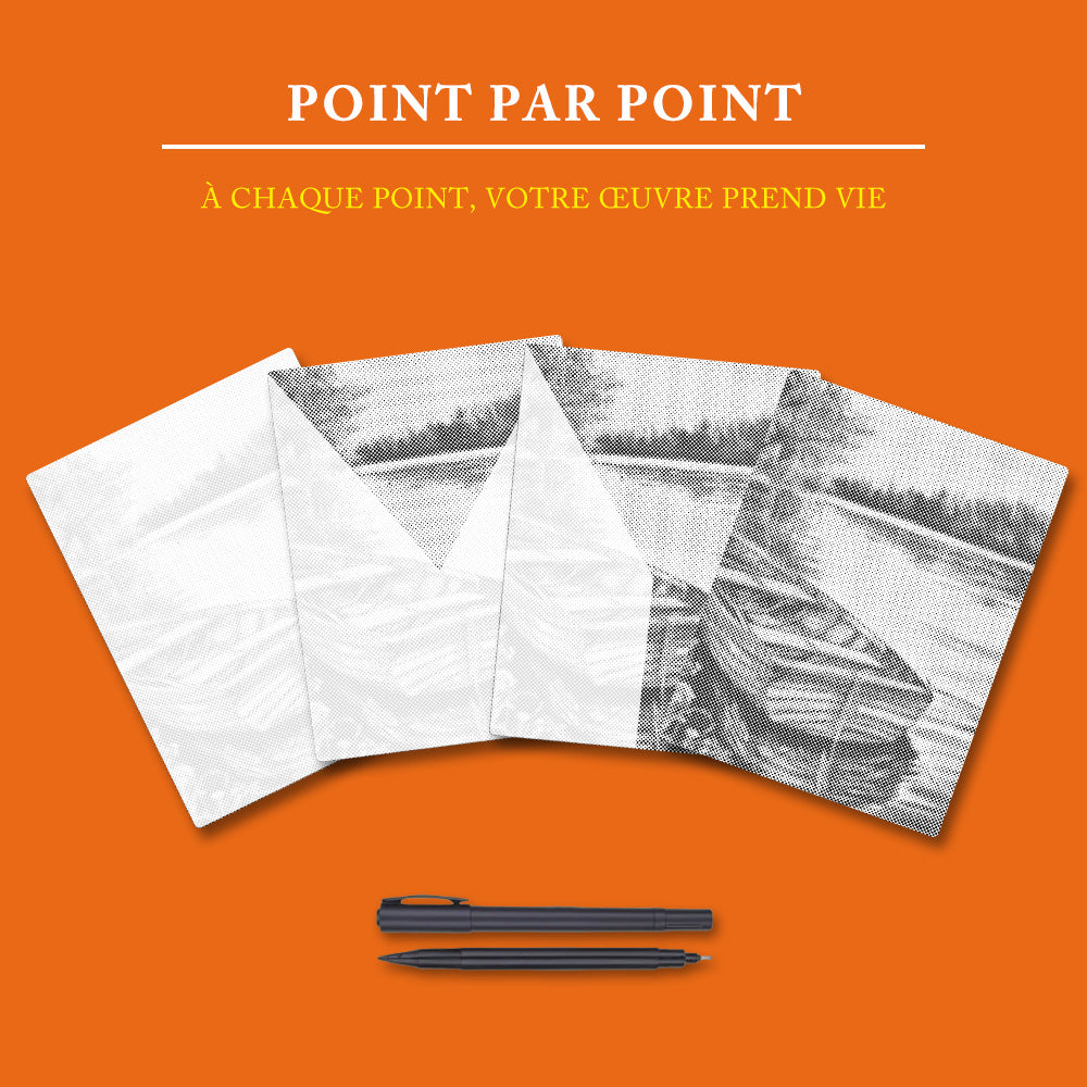 Bateaux sur le lac - Peinture à Points