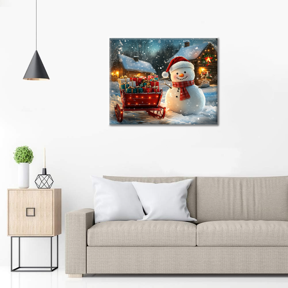 Bonhomme de neige et cadeaux de Noël – Peinture par numéros