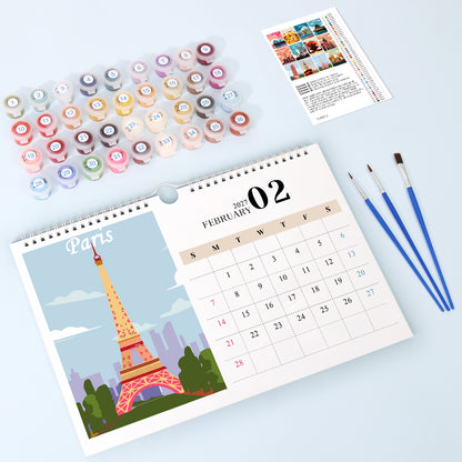 Édition Monuments Célèbres – Calendrier de Bureau 2027 à Peindre par Numéros